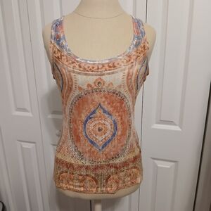 Mossimo Target Colorful Indian Asian Pattern Racerback Tank Top Ladies Medium